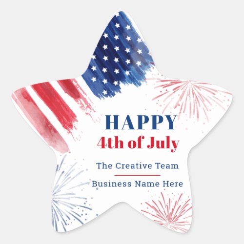Happy July 4th USA Independence Day Business Star Sticker