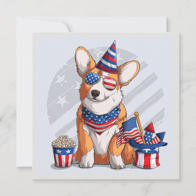 Happy July fourth dog Holiday Card (Front)