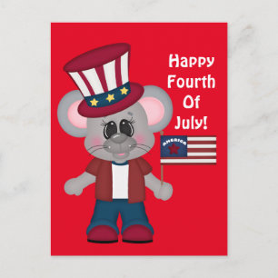 Happy July Fourth Mouse postcard