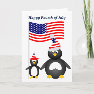 Happy July Fourth Penguins Card