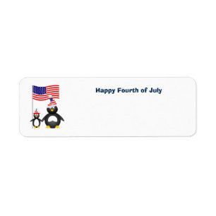 Happy July Fourth Penguins Label