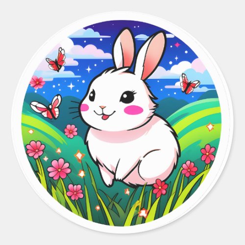 Happy jumping bunny sticker