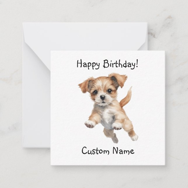 Happy Jumping Dog Art – Happy Birthday Gift Note Card (Front)