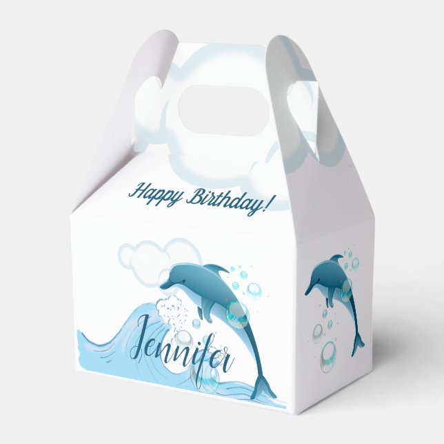 Happy Jumping Dolphin with Bubbles Favor Boxes (Front Side)