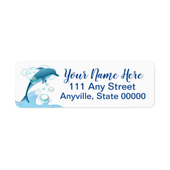 Happy Jumping Dolphin with Bubbles Label (Front)