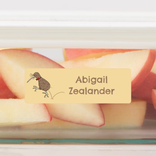 Happy jumping kiwi bird cartoon personalized labels