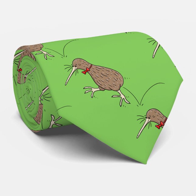 Happy jumping kiwi with bow tie cartoon design (Rolled)