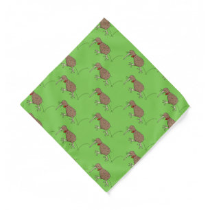 Happy jumping kiwi with bow tie cartoon design bandana