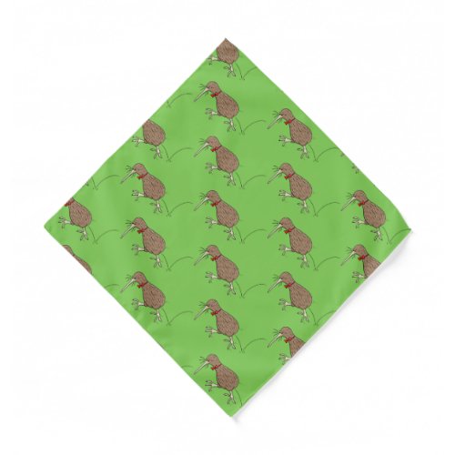 Happy jumping kiwi with bow tie cartoon design  bandana