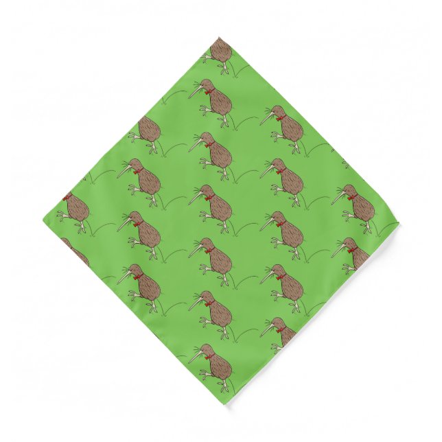 Happy jumping kiwi with bow tie cartoon design  bandana (Front)
