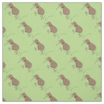 Happy jumping kiwi with bow tie cartoon design fabric