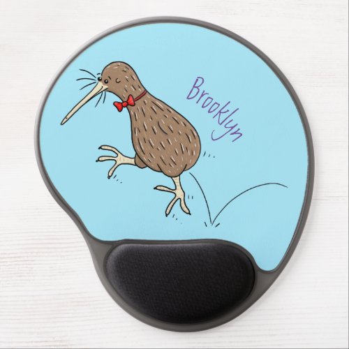 Happy jumping kiwi with bow tie cartoon design gel mouse pad