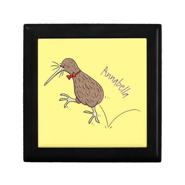 Happy jumping kiwi with bow tie cartoon design gift box (Front)