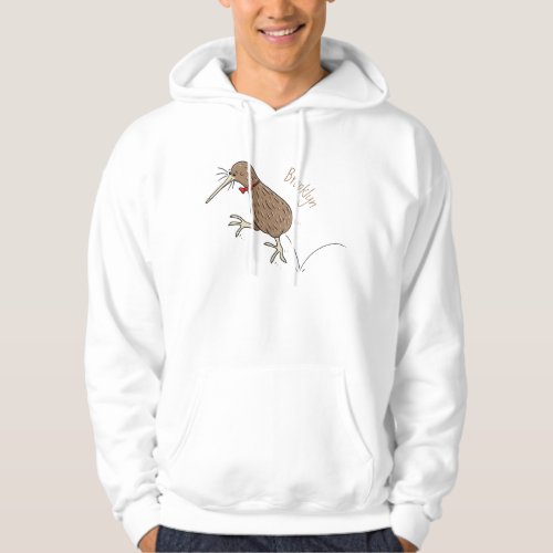 Happy jumping kiwi with bow tie cartoon design hoodie