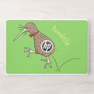 Happy jumping kiwi with bow tie cartoon design HP laptop skin