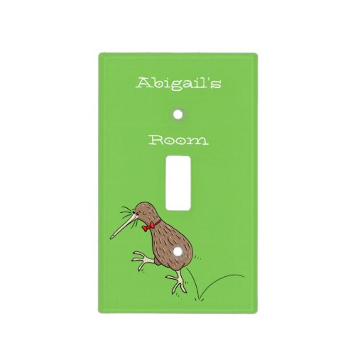 Happy jumping kiwi with bow tie cartoon design light switch cover