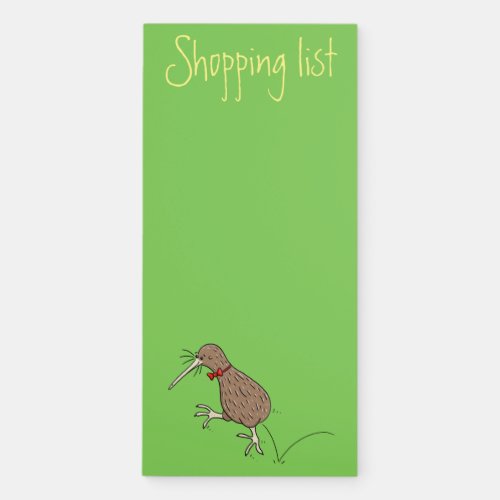 Happy jumping kiwi with bow tie cartoon design magnetic notepad