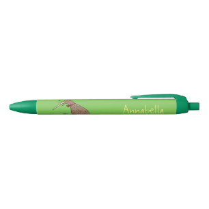 Happy jumping kiwi with bow tie cartoon design pen