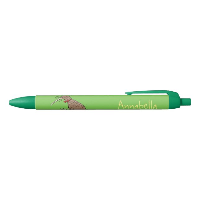 Happy jumping kiwi with bow tie cartoon design pen (Top)