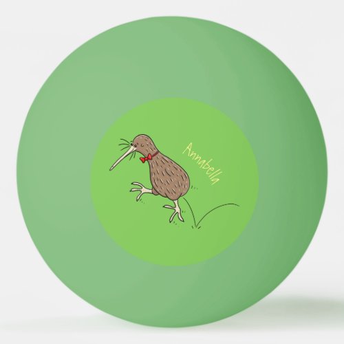 Happy jumping kiwi with bow tie cartoon design ping pong ball