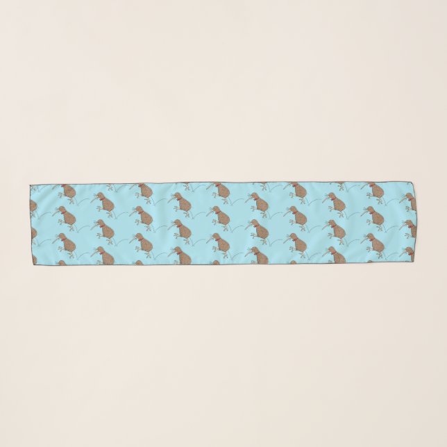 Happy jumping kiwi with bow tie cartoon design scarf (Front (Horizontal))