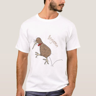 Happy jumping kiwi with bow tie cartoon design T-Shirt