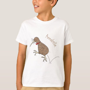 Happy jumping kiwi with bow tie cartoon design T-Shirt