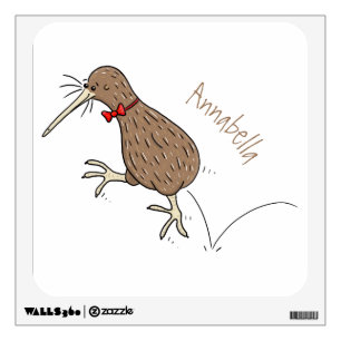 Happy jumping kiwi with bow tie cartoon design wall decal