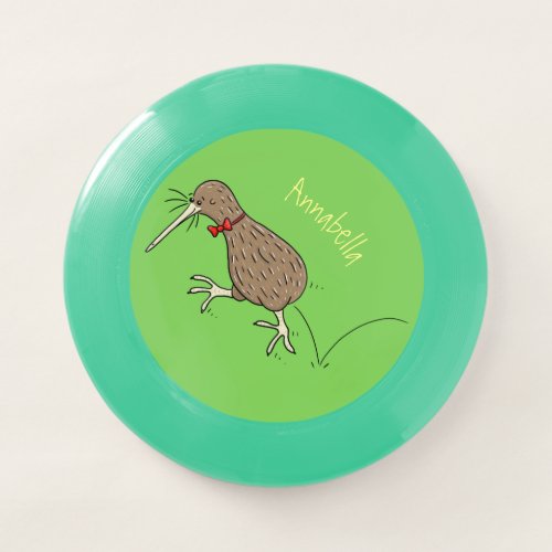 Happy jumping kiwi with bow tie cartoon design Wham_O frisbee