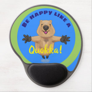 Happy jumping quokka blue and green cartoon gel mouse pad