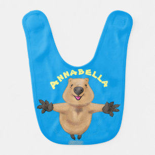 Happy jumping quokka cartoon design baby bib