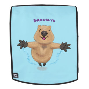Happy jumping quokka cartoon design backpack