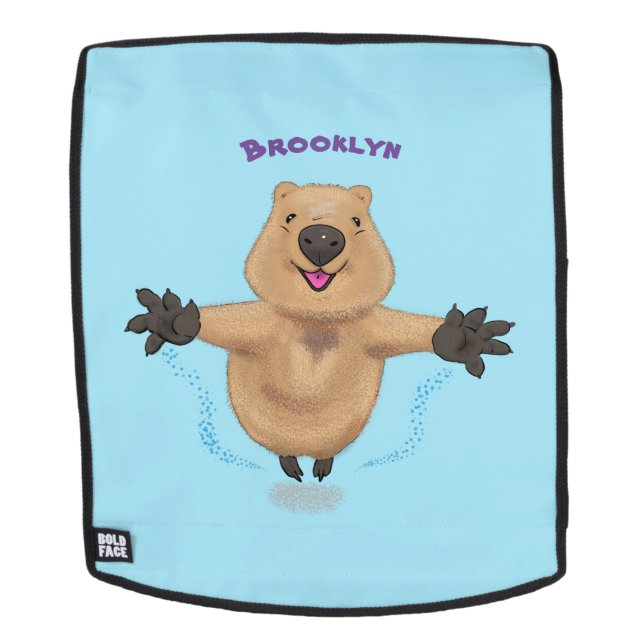 Happy jumping quokka cartoon design backpack (Removable Face)