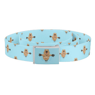 Happy jumping quokka cartoon design belt