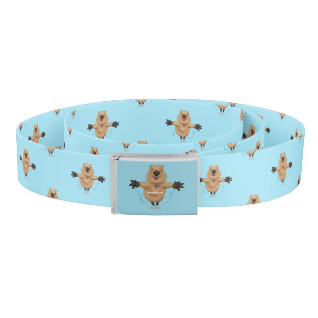 Happy jumping quokka cartoon design belt (Coil)