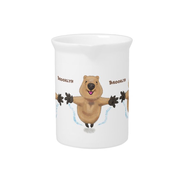 Happy jumping quokka cartoon design beverage pitcher (Front)