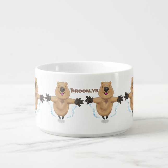Happy jumping quokka cartoon design bowl (Center)