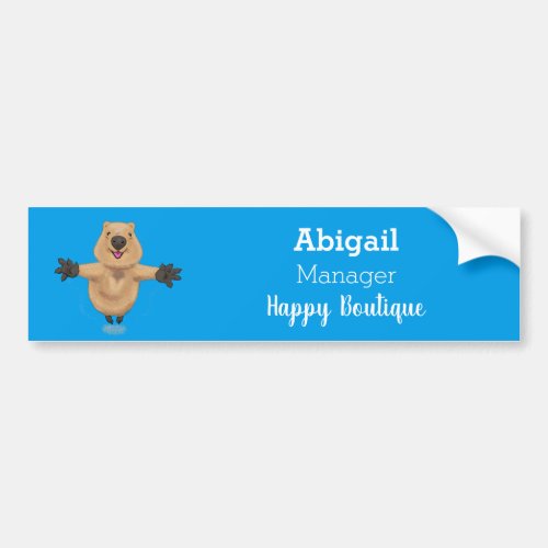 Happy jumping quokka cartoon design  bumper sticker