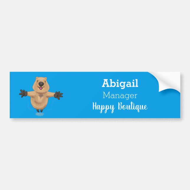Happy jumping quokka cartoon design  bumper sticker (Front)