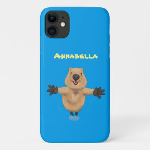 Happy jumping quokka cartoon design iPhone 11 case