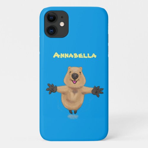 Happy jumping quokka cartoon design iPhone 11 case