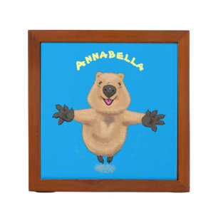 Happy jumping quokka cartoon design desk organizer
