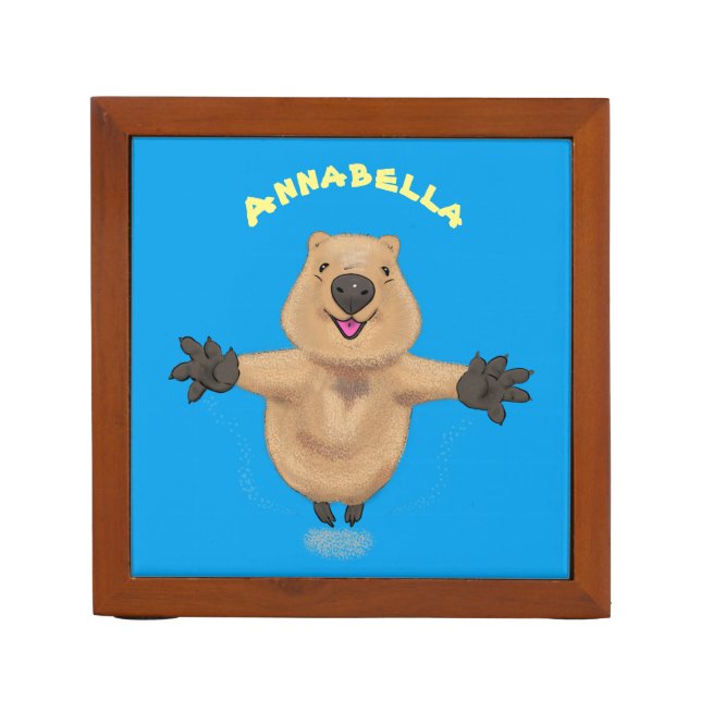 Happy jumping quokka cartoon design  desk organizer (Front)