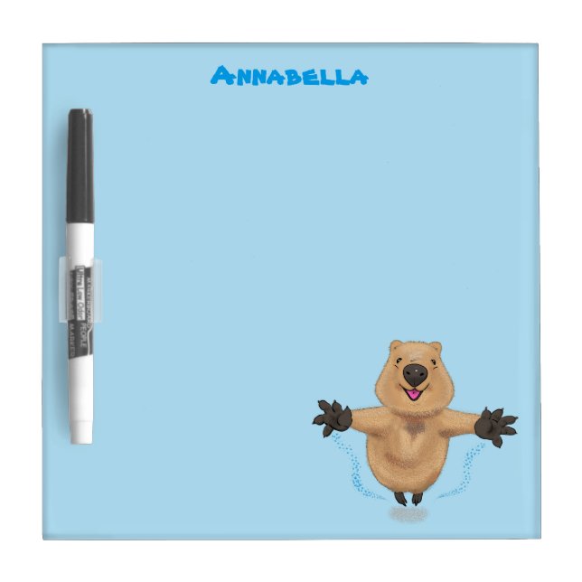 Happy jumping quokka cartoon design dry erase board (Front)