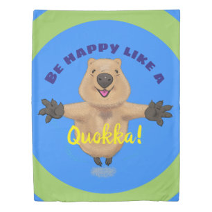 Happy jumping quokka cartoon design duvet cover