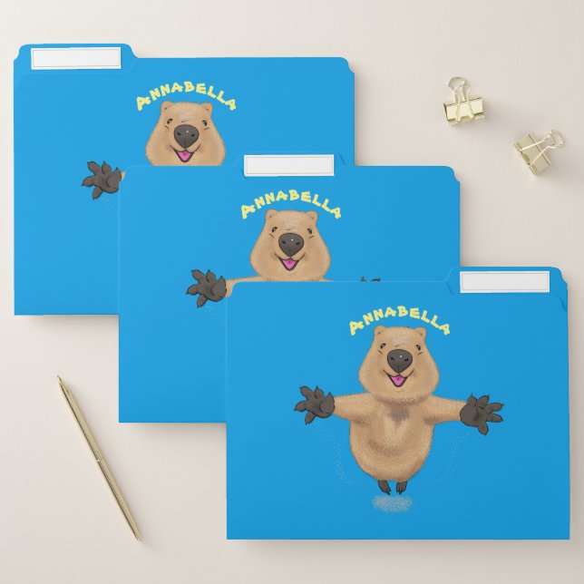 Happy jumping quokka cartoon design file folder (Set)
