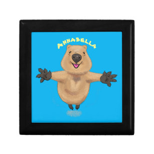 Happy jumping quokka cartoon design gift box