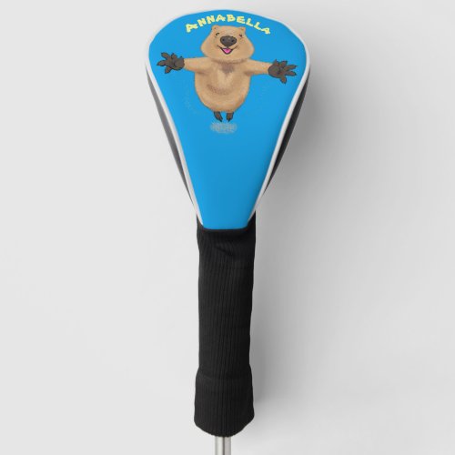 Happy jumping quokka cartoon design golf head cover