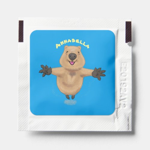 Happy jumping quokka cartoon design hand sanitizer packet