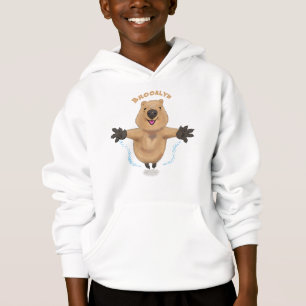 Happy jumping quokka cartoon design hoodie